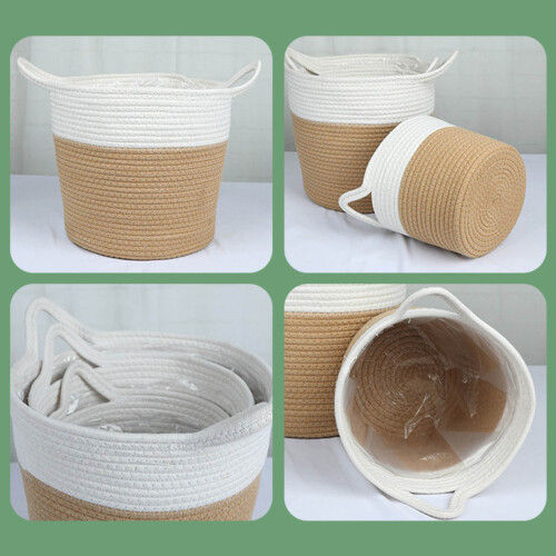 Rope Woven Basket Flower Pot Home Decorations Cotton-Medium 2