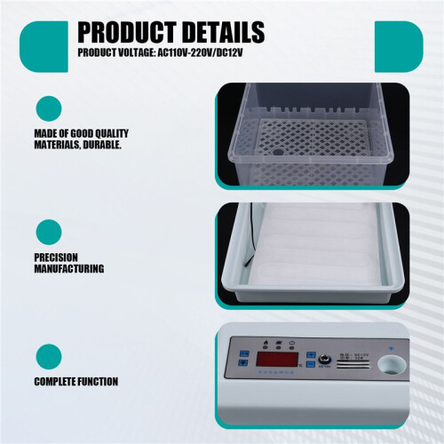 20Pcs Eggs Incubator Set Semi Automatic Household Brooder Farm Chicken  Duck Bird Egg Incubator US Plug 2