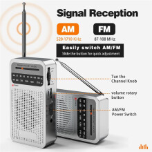 AM FM Taschenradio, Transistorradio mit Lautsprecher, Kopfhöreranschluss, Tragbares Radio für Den Innen- und Außenbereich Silber