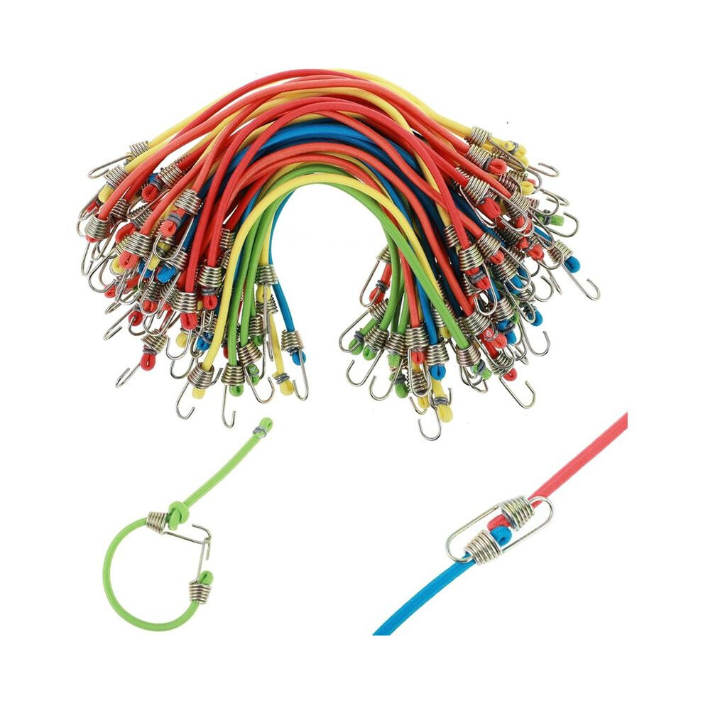 50Pcs Bungee-Cords With Hooks Multicolor Short Bungee Cords With Hooks Rubber Bungie-Straps For Luggage Roof Rack 4713811726002