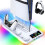 For PS5/Slim/Pro Cooling Stand with LED Controller Charging Station, 3-Gear Cooling Fan for  5 Console White 8