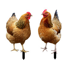 Chicken Garden Stakes Ornaments Rooster Hen Lawn Insert Signs-F