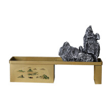 Zen Garden Desk Artificial Bonsai Tree, Rockery Statue-gold