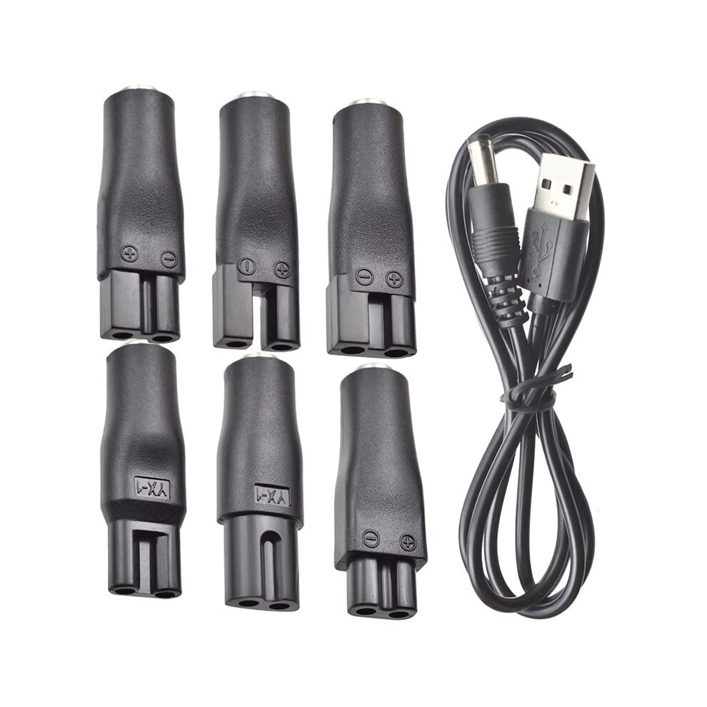 7 PCS Power Cord 5V Replacement Charger USB Adapter for Electric Hair Clippers, Beard Trimmers, Shavers, Beauty Instrum