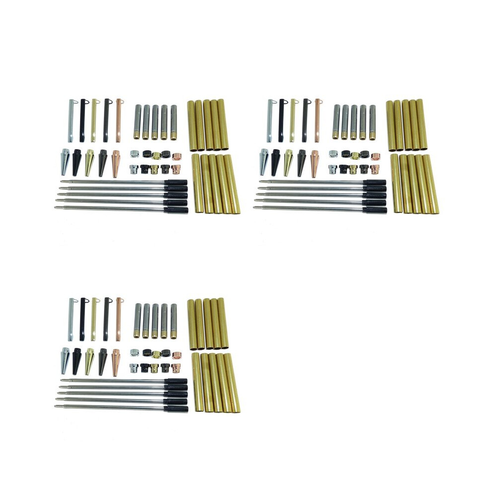 Woodturning Slimline Pen Kit Set Of 15 Mixed Colours, With Twist Mechanism 4714111650660