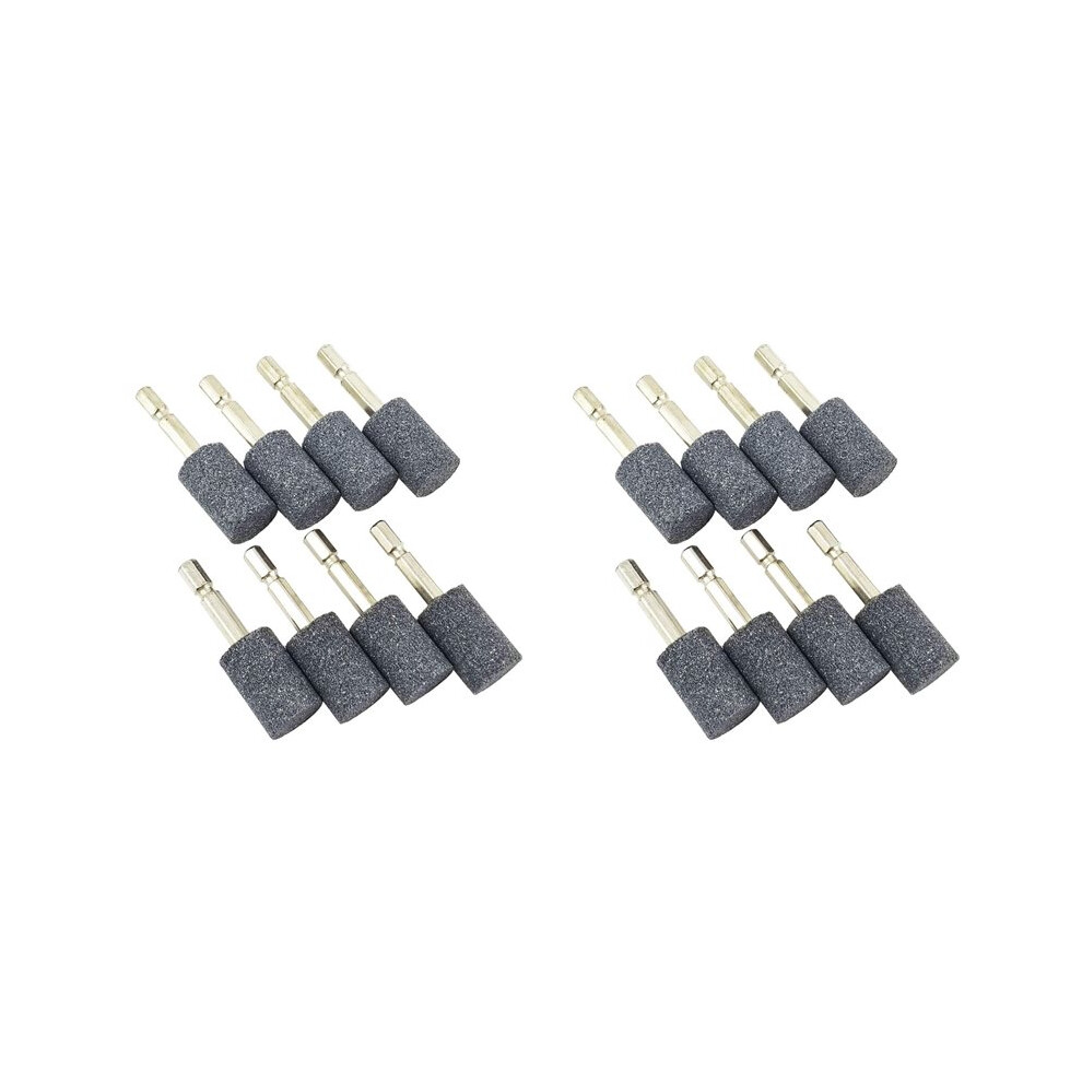 16 Pcs Cylinder Grinding Stone - 1/4Inch Hex Shank Abrasive Stone Mounted Grinding Point For Rotary Tool Drill (20Mm) 4713133401496