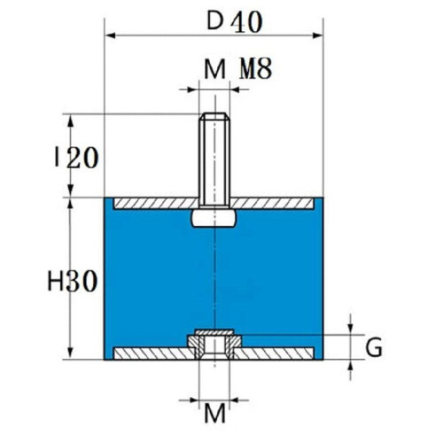 8Pcs M8 Thread with Studs 40mm X 30mm Cylindrical  Rubber Mounts, Vibration Isolators Steering Damper 2