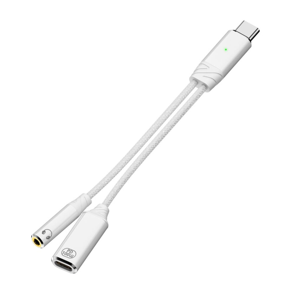 Type C Pd100w Charging Cable And 3.5Mm Auditory Adapter Double Function For Type C Devices Seamlessly Music White 9382693957955