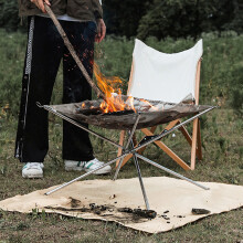 Camping Mesh Fire Pit with Stainless Steel Stand Portable Collapsible Design