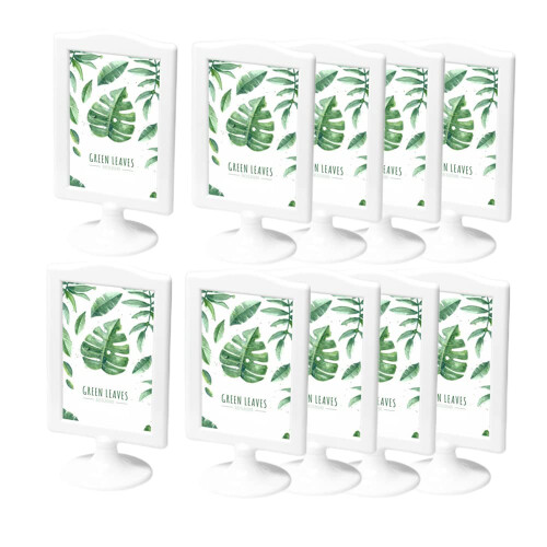 10 Pack Double Sided Photo Frames,Vertical 4x6 Sign Holders,Wedding Table Numbers (White)
