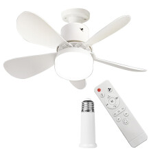 Ceiling Fans with Lights Remote Control 40w Ceiling Fan Light Bulb E27 Converter Base Dimmable 3 Speeds Timing LED Ceiling Fan for Kitchen Bedroom