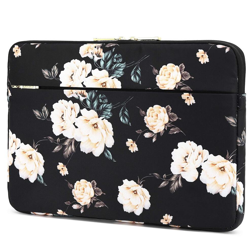 13 Inch Laptop Sleeve, Compatible Macbook Air 13.3, Pro 13.3, Water Repellent, Shockproof ( Peony) Black 9347817261172