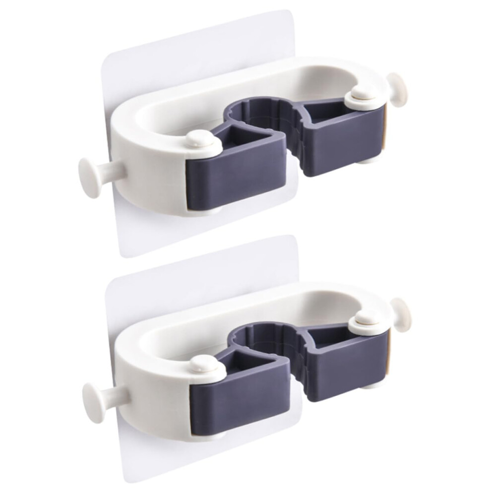Wall Mounted Mop Holder 2 Pack Space Saving Broom Organizer Hooks For Bathroom Kitchen Laundry Garage White 9426802732634