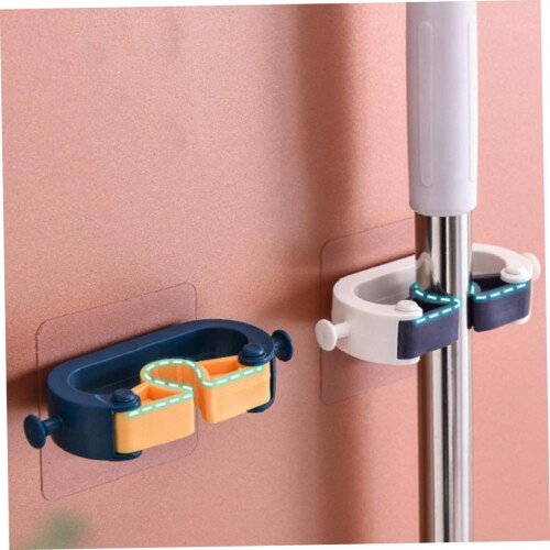 Wall Mounted Mop Holder 2 Pack Space Saving Broom Organizer Hooks For Bathroom Kitchen Laundry Garage White 2