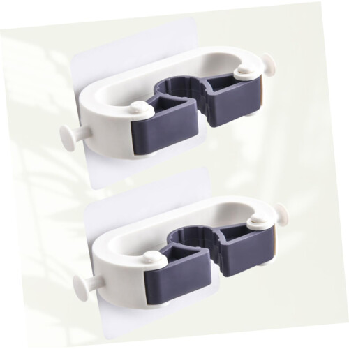 Wall Mounted Mop Holder 2 Pack Space Saving Broom Organizer Hooks For Bathroom Kitchen Laundry Garage White 1