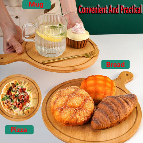 Pizza Serving Board 8 Pack Bamboo Paddle with Ergonomic Handle for Baking and Serving 13 Inch 1