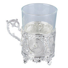 Authentic Turkish Coffee Cup Traditional Crescent Motif Design Porcelain Inner Cup Durable Zinc Alloy Exterior for Versatile Coffee Styles with