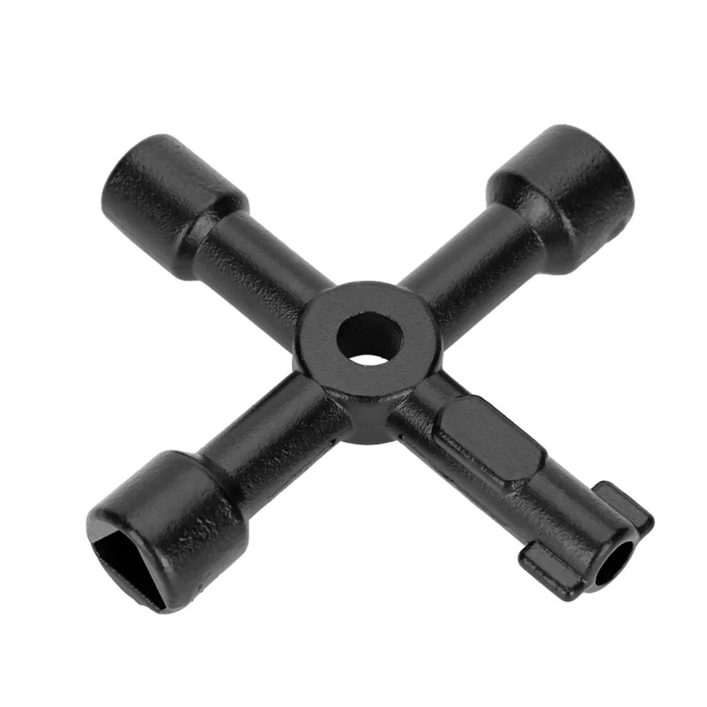 4In1 Cross Switch Wrench For Electrician And Plumber Bleed Radiator Universal Square Triangle Key Black 9382693961518