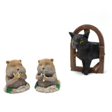 Statue de jardin en forme de chats noirs avec gaufres, ornement