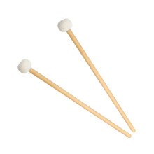 Percussion Drum Mallet with Wood Handle Felt Head White 1 Pair for Drummers