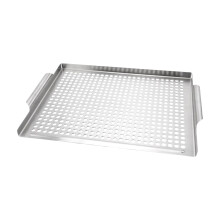Stainless Steel Grill Topper Tray with Fast Heat Conduction and Grease Drainage for Outdoor BBQ