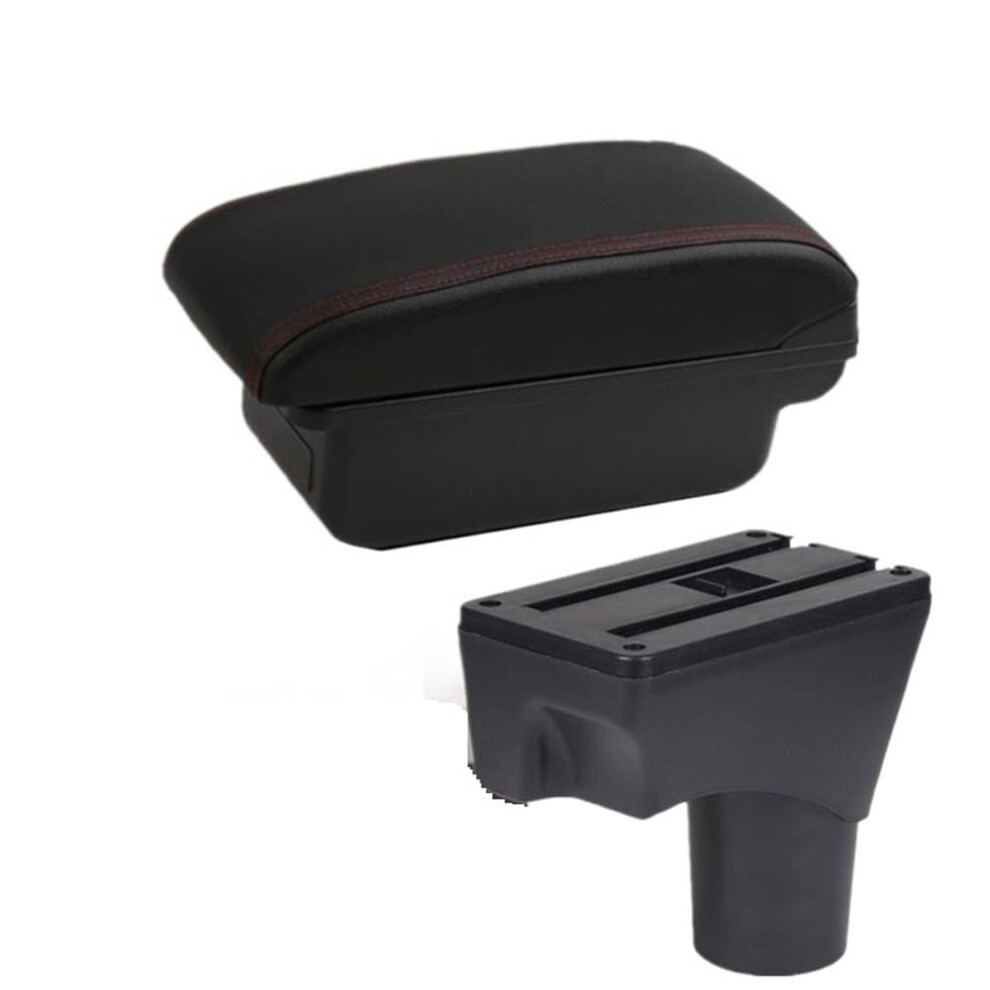 Twolayer Car Armrest Box For Nissan Micra K13 (March) 2010 Center Console Storage, Line Red 9347817264739