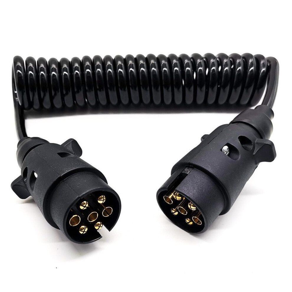 7 Pin Trailer Extension Cable 3M Male To Male Coiled Waterproof Plug And Socket For Caravan Truck 9189345448058