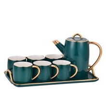 Iced Tea Pitcher Set, Ceramic Cup and Saucer Included, Afternoon Tea Set Ideal for Home or Hotel Use