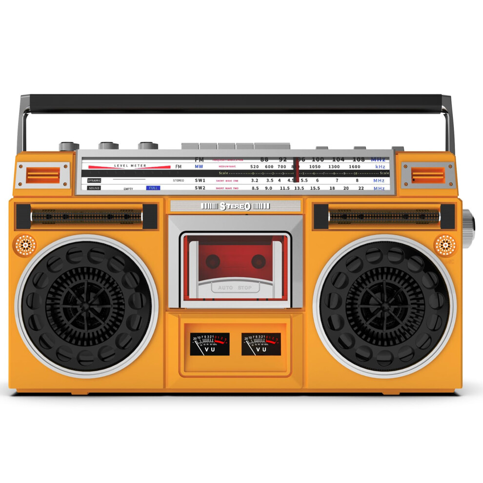 Retro Cd Player With Am/Fm Radio, Cassette Recorder, Sd/Usb Input, 3.5Mm Headphone Jack, Wheat Color 9189345448232