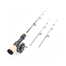 Carbon Fishing Rod 55cm Ice Fishing Set, UltraLight Winter Carp Tackle, Reel Included