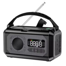 12000mAh Solar Hand Crank Weather Radio AM/FM/NOAA Emergency SOS Alarm Reading Lamp For Outdoor Camping Black