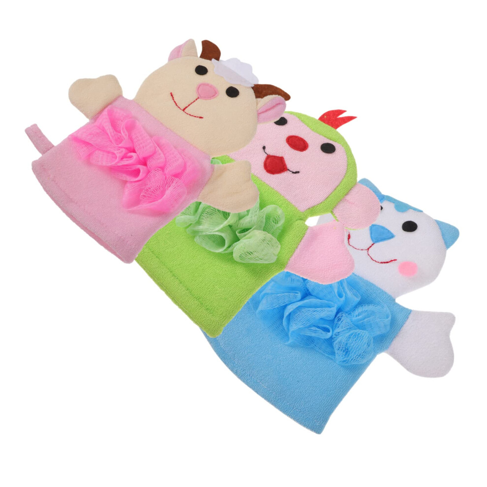 Bath Mittens Exfoliating Sponge, 3Piece Set for Toddlers and Newborns, Gentle Body Scrubber