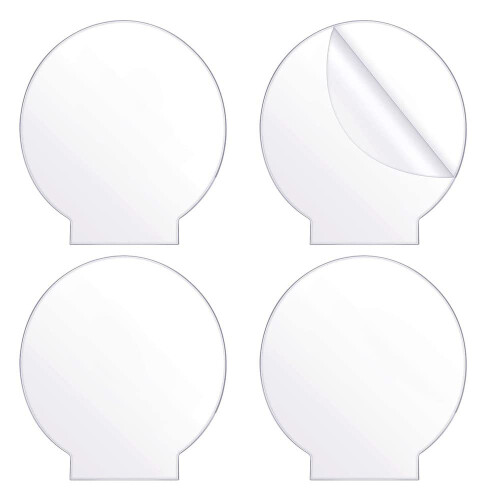 Clear Acrylic Sheet Round Panel 4mm Thick, 4Piece Set, For LED Light Base, Sign, DIY Display Projects