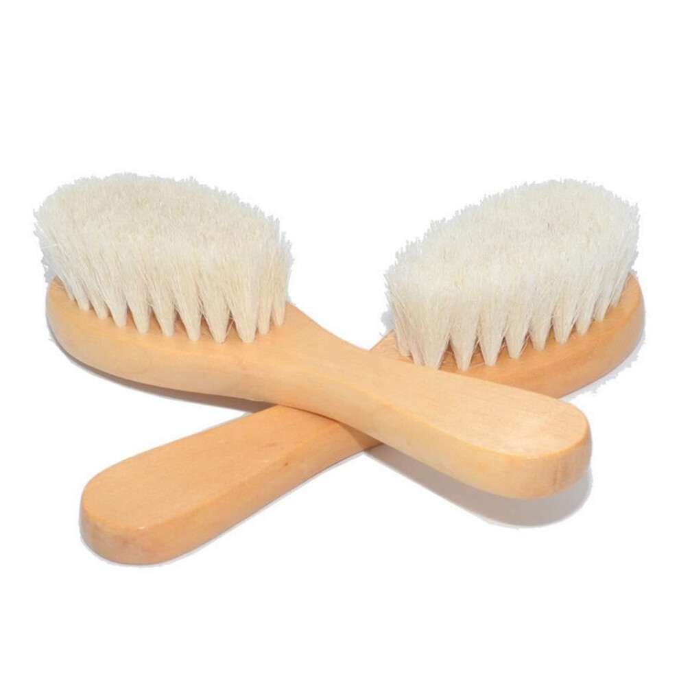 Wooden Handle Baby Pure Wool Hair Brush, Infant Hairbrush, Wooden Comb, Head Massage Brush For Girls