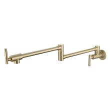 Pot Filler Faucet Solid Brass, Wall Mounted, Foldable, Double Joint Swing Arm, Single Cold, Black Brushed Finish