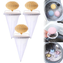 Floating Hair Filtering Mesh Silicone Ball Lint Catcher Washer Pet Hair Mesh Bag Laundry Filter Ball BYellow 3Pcs