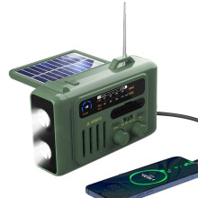 Hand Crank Emergency Radio LED Flashlight 8000mAh AM/FM Weather, Solar Power, TypeC Charging, SOS Alarm, OD Green