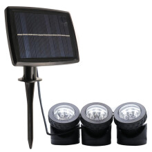 Solar Pond Lights 3 Pack, 6 LED Waterproof Underwater Spotlights With Solar Panel For Fish Tank, Pool, Yard, Landscape