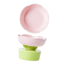 Großer pinker Keramik-Futternapf für Katzen & Hunde mit Blumenform und erhöhtem Rand