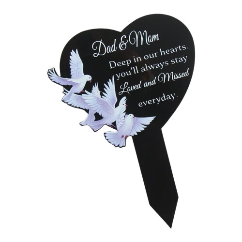 Plaque commémorative pour parents en forme de cœur,-Style 3