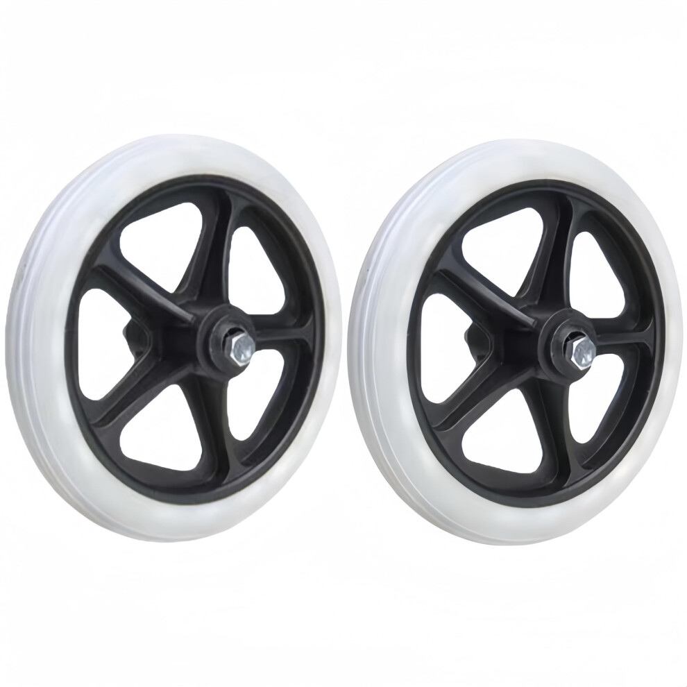 Grey Wheelchair Front Wheel 2Pcs Rubber Caster Replacement For Wheelchairs And Walkers, Low Noise Rollator 8 Inch
