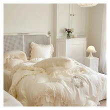 Bed Sheets Set 100% Cotton 1000TC Vintage Bedding White Ruffle Duvet Cover Soft Sheets Twin Queen 200x230cm 4pcs
