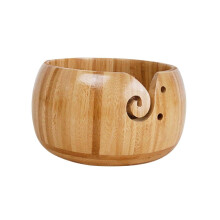 Wooden Yarn Bowl For Knitting Crochet Natural Wood Finish Heavy Stable Wool Holder Smooth Swirl And Thread Management