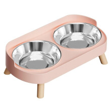 Elevated Cat Bowl,Raised Cat Food and Water Bowl Set with 2 Stainless Steel Pet Food Bowls Blossom