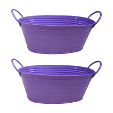 Rust Resistant Metal Plant Pot Bucket Container For-Purple