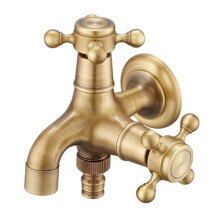 Solid Brass Double Outlet Garden Tap Wall Mounted Outdoor Faucet With Anti Freeze For Irrigation
