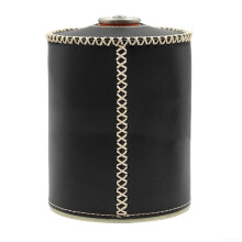 Retro Leather Camping Gas Canister Cover, HeatResistant Outdoor Protector, Long Black 450ml
