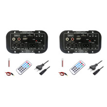 2X 12V 24V Amplifier Board HIFI Bass Amplifier Board FM 30-120W for 10Inch Subwoofer Speaker(EU Plug)