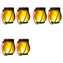 6X Solar-Laternen, Flackernde Flammen, Gartenlichter mit Doppelter Aufladung, USB und Solar, Wasserdichte Hängelaterne für Den Außenbereich