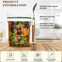 2pcs Breakfast Cup Container Airtight Oatmeal Jar with Cover and Spoon Portable Oatmeal Cup for Salads Cereal White